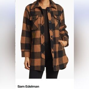 Sam Edelman Black and Brown Plaid Utility Jacket
